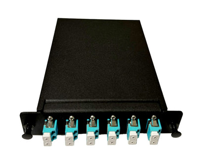 Fiber Splice Cassette - Adapter Plate & Pigtails, Fully Loaded w/12F, LC/UPC, MM OM4, LGX Compatible