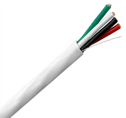 Outdoor Direct Burial Speaker Wire, Audio Cable: 16/4 Strand OFC CMX, 500' White