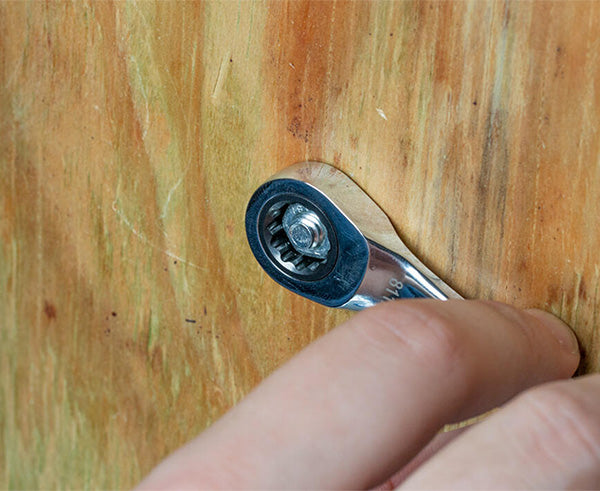 Ratcheting Speed Wrench, 1/2" - Tool in use on wall - Primus Cable Hand Tools