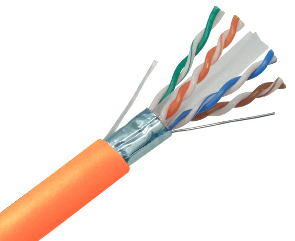1,000FT CAT6A Solid Shielded Cable for 10G Networking Orange