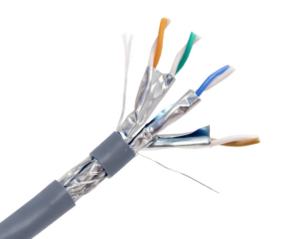 CAT6A Bulk Ethernet Cable, Shielded S/FTP, 23AWG Solid Copper, Indoor, 1000FT - Blue