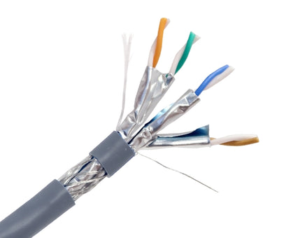 CAT6A Bulk Ethernet Cable, Shielded S/FTP, 23AWG Solid Copper, Indoor, 1000FT - Blue