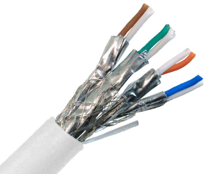 CAT7 Bulk Ethernet Cable, 10G Indoor Dual Shielded Solid Copper S/FTP CMP, 23 AWG 1000FT