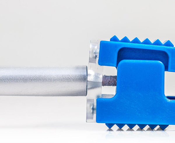 COAX Center Conductor Cleaner - Cable being cleaned side view - Primus Cable Hand Tools