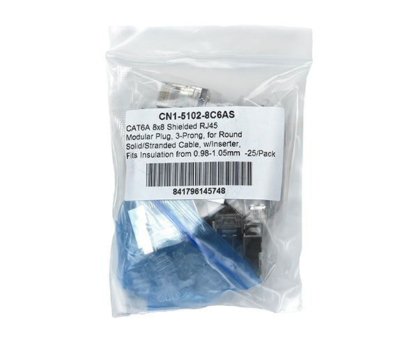 CAT6A Shielded RJ45 Connector - 0.98 to 1.05mm ID