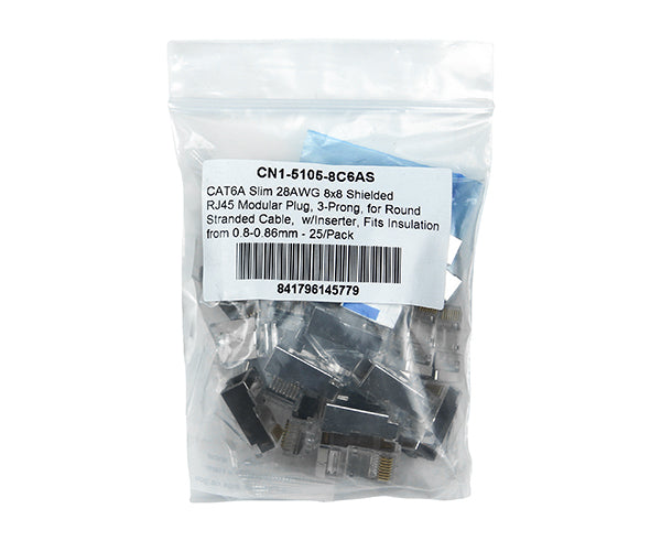 CAT6A Shielded RJ45 Connector - 0.80mm to 0.86mm ID