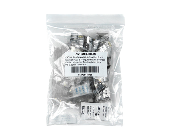 CAT6A Shielded RJ45 Connector - 0.80mm to 0.86mm ID