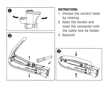 Compression Tool Fixed - CG Long Style F Connectors - Guide for use - Primus Cable Hand Tools