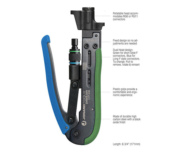 Dual Compression Tool - Short and Long Style F Connectors - Guide and specifications list - Primus Cable