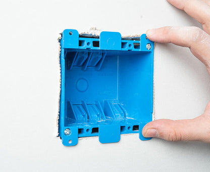 Electrical Box Cutting Kit, Double Gang Showing Wall Insert After Cutting