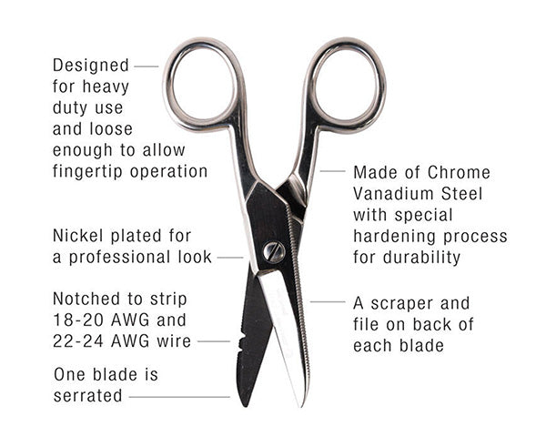 Free Fall Electrician's Scissors - Specifications - Primus Cable