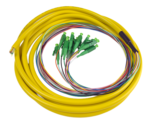LC/APC, 12 Fiber Single Mode Pigtail, 9/125, Jacketed, 3M