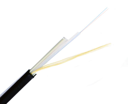 Flat Drop Cable Gel Singlemode SMF28 Ultra Fiber 2 Fiber Toneable 24 AWG, Polyethylene Jacket