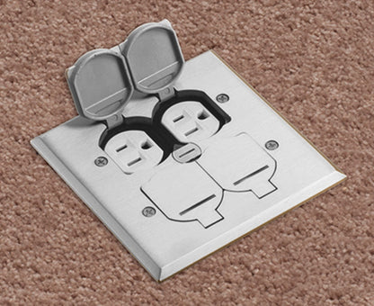 Power Outlet Floor Box Dual Gang, Brass