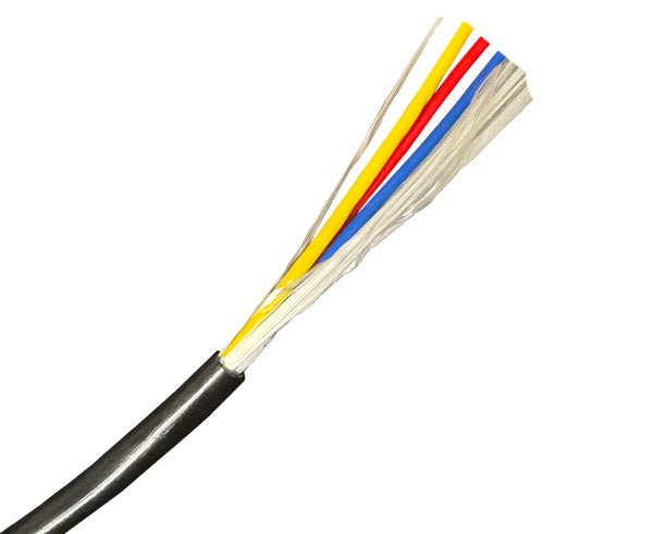6 Strand Hybrid Fiber Optic Cable, Single Mode 9/125, Indoor/Outdoor, OFNR, 2x 14AWG Stranded Conductors