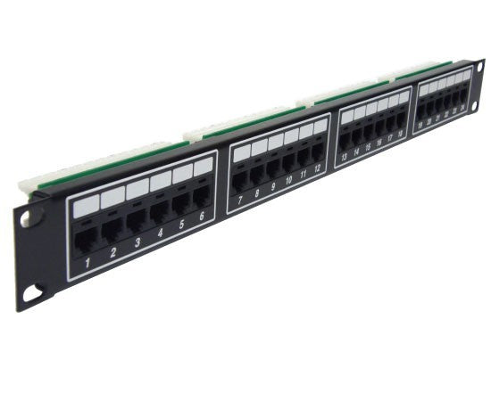 24 Port Telco Patch Panel, 6P2C RJ-11, 1U Rack Mount, Voice Grade CAT3, Male Telco