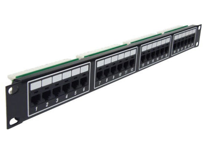 24 Port Telco Patch Panel, 6P2C RJ-11, 1U Rack Mount, Voice Grade CAT3, Male Telco