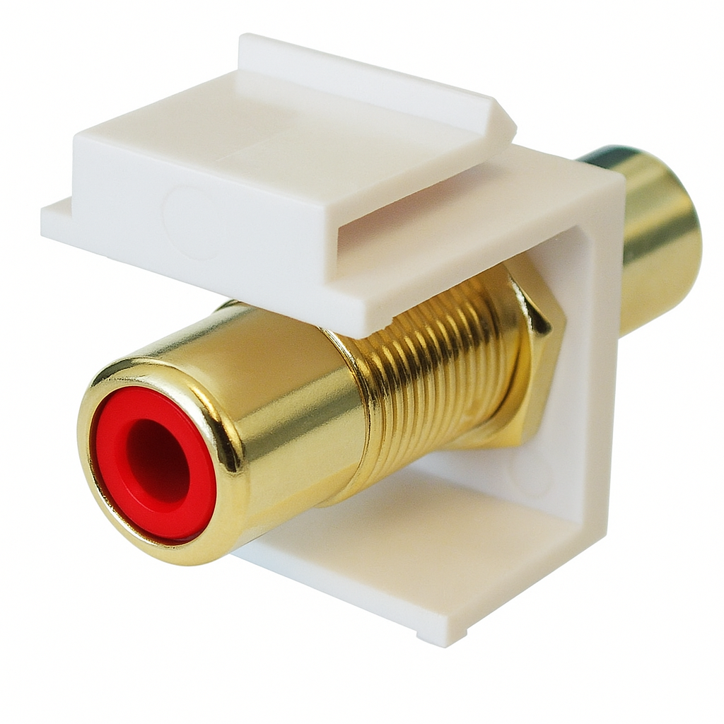 Keystone Insert - RCA (Red Center), Gold Plated, Female/Female - Ivory