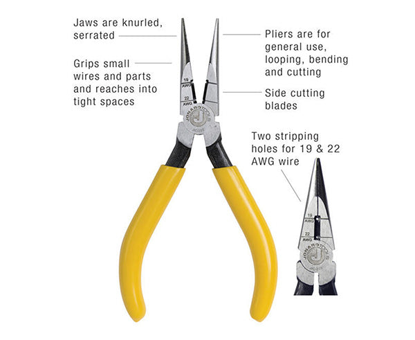 Jonard JIC-203 Long Nose Pliers 6-7/8" - Switchboard Pliers With Wire Stripper