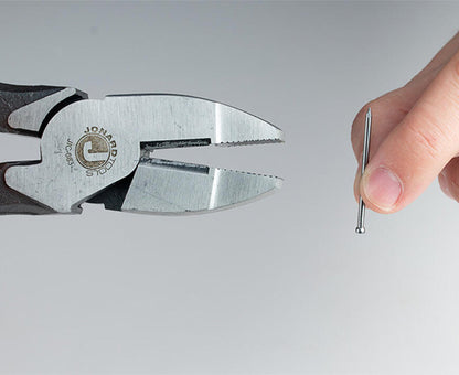 Lineman's Side Cut Pliers - Pliers next to nail - Primus Cable