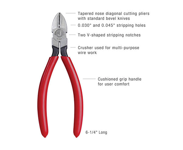Telecom Diagonal Cutting Pliers, 6-1/4" - Specifications list - Primus Cable