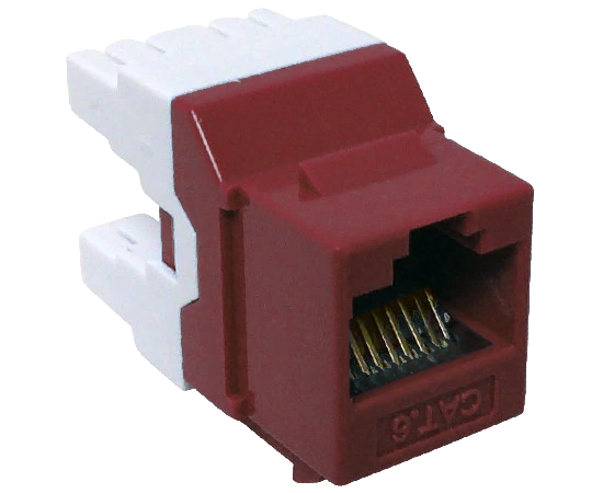 CAT6 MIG+ RJ45 Keystone Jack, Unshielded, Component Rated, High Density - Red