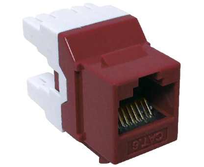 CAT6 MIG+ RJ45 Keystone Jack, Unshielded, Component Rated, High Density - Red