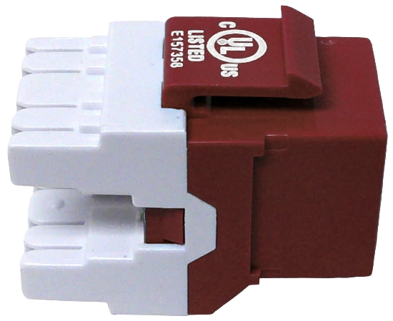 CAT6 MIG+ RJ45 Keystone Jack, Unshielded, Component Rated, High Density - Red