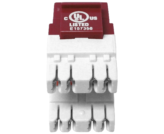 CAT6 MIG+ RJ45 Keystone Jack, Unshielded, Component Rated, High Density - Red
