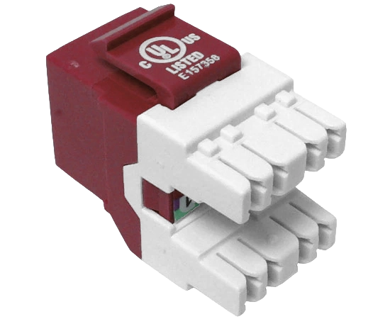 CAT6 MIG+ RJ45 Keystone Jack, Unshielded, Component Rated, High Density - Red