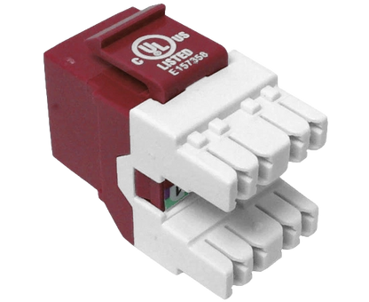 CAT6 MIG+ RJ45 Keystone Jack, Unshielded, Component Rated, High Density - Red
