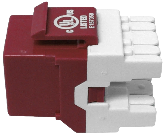 CAT6 MIG+ RJ45 Keystone Jack, Unshielded, Component Rated, High Density - Red