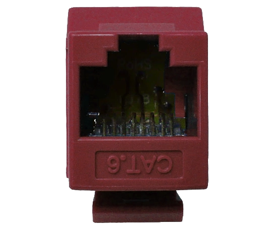 CAT6 MIG+ RJ45 Keystone Jack, Unshielded, Component Rated, High Density - Red