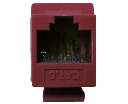 CAT6 MIG+ RJ45 Keystone Jack, Unshielded, Component Rated, High Density - Red