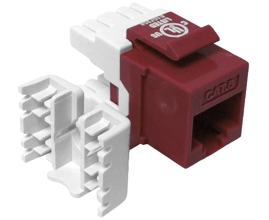 CAT6 MIG+ RJ45 Keystone Jack, Unshielded, Component Rated, High Density - Red