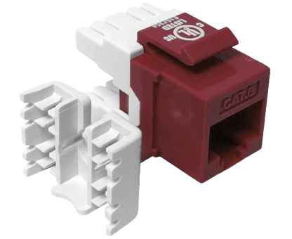 CAT6 MIG+ RJ45 Keystone Jack, Unshielded, Component Rated, High Density - Red