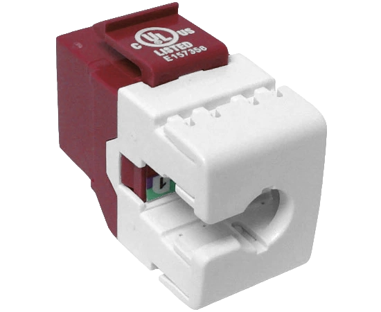 CAT6 MIG+ RJ45 Keystone Jack, Unshielded, Component Rated, High Density - Red