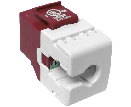 CAT6 MIG+ RJ45 Keystone Jack, Unshielded, Component Rated, High Density - Red