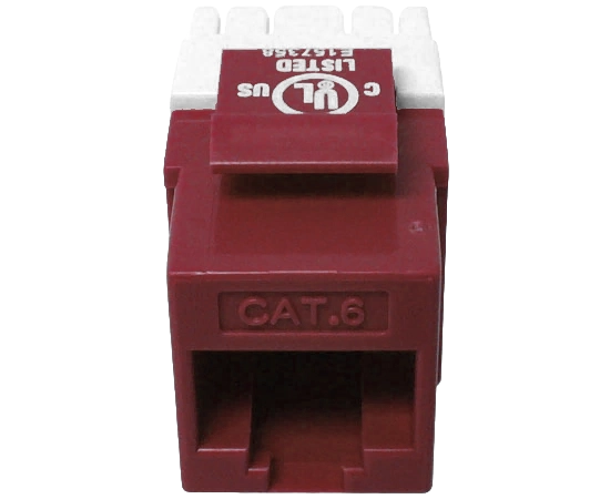 CAT6 MIG+ RJ45 Keystone Jack, Unshielded, Component Rated, High Density - Red