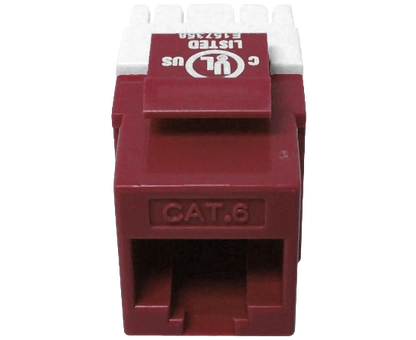 CAT6 MIG+ RJ45 Keystone Jack, Unshielded, Component Rated, High Density - Red