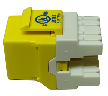CAT6 MIG+ RJ45 Keystone Jack, Unshielded, Component Rated, High Density - Yellow