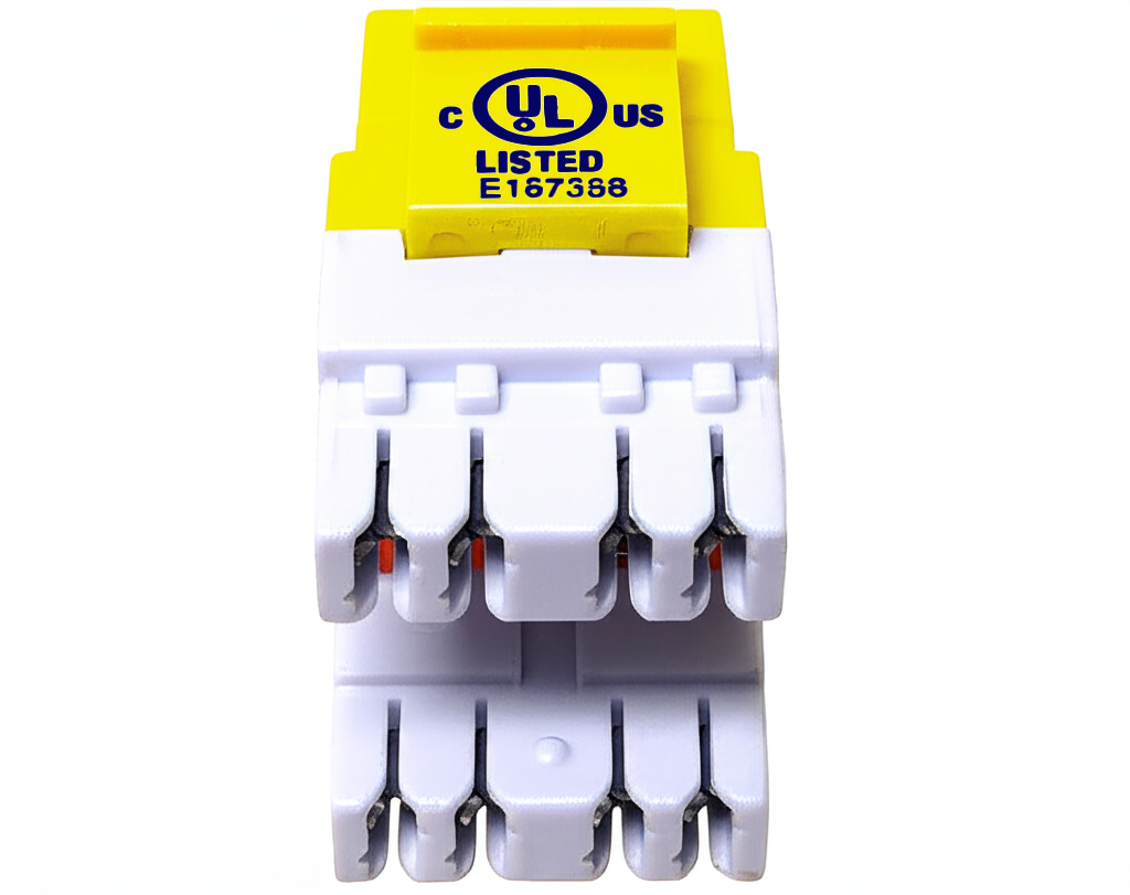 CAT6 MIG+ RJ45 Keystone Jack, Unshielded, Component Rated, High Density - Yellow