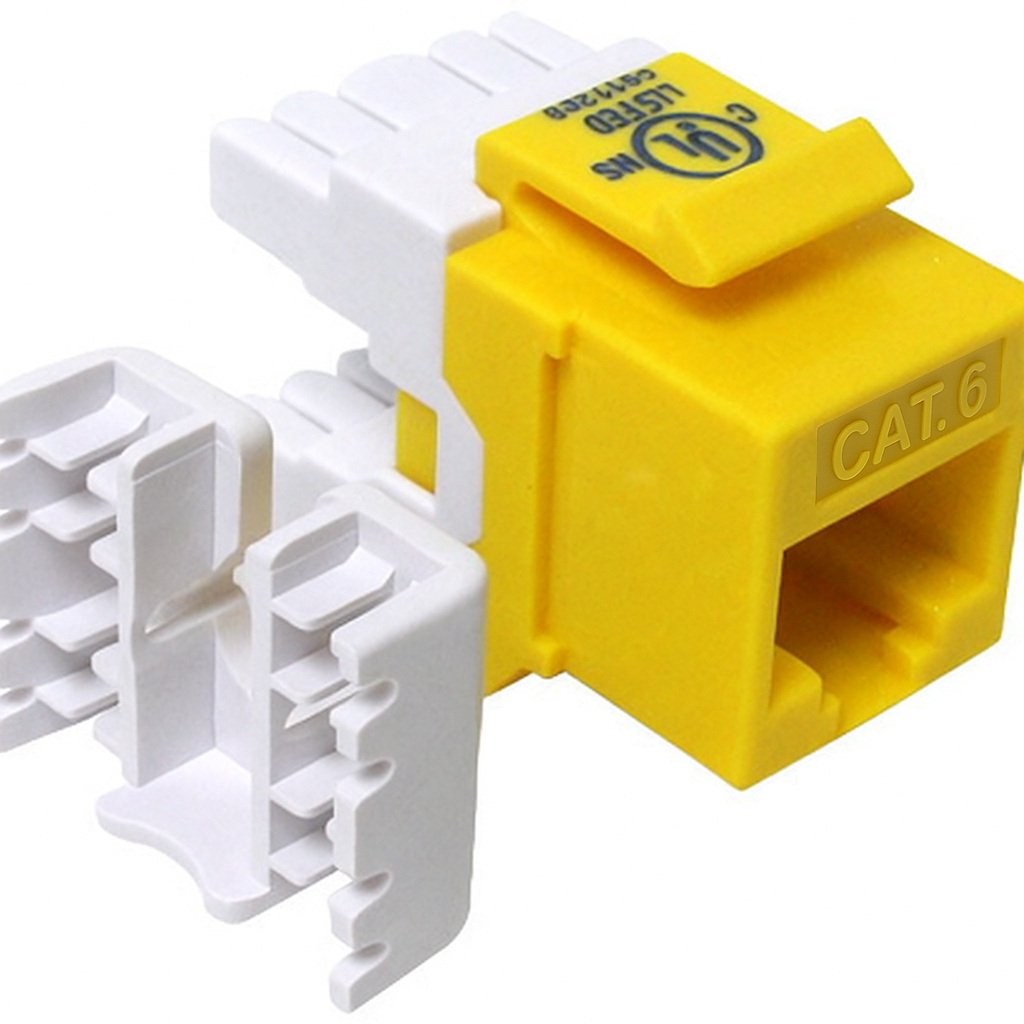 CAT6 MIG+ RJ45 Keystone Jack, Unshielded, Component Rated, High Density - Yellow