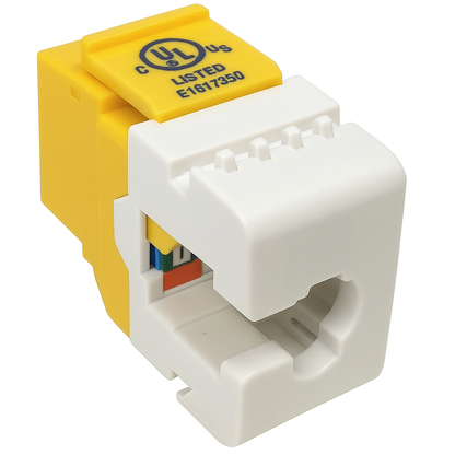 CAT6 MIG+ RJ45 Keystone Jack, Unshielded, Component Rated, High Density - Yellow