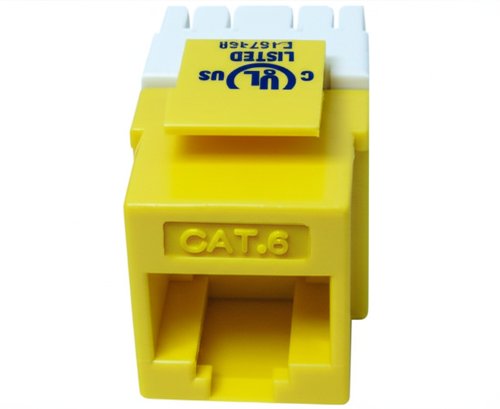 CAT6 MIG+ RJ45 Keystone Jack, Unshielded, Component Rated, High Density - Yellow