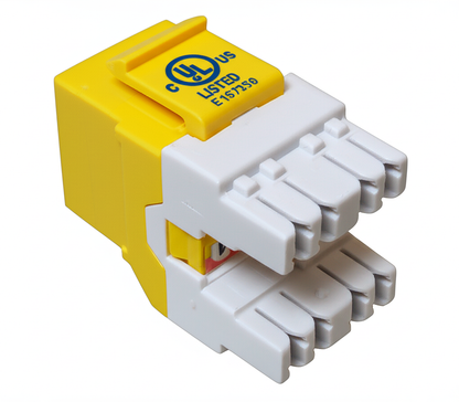 CAT6 MIG+ RJ45 Keystone Jack, Unshielded, Component Rated, High Density - Yellow