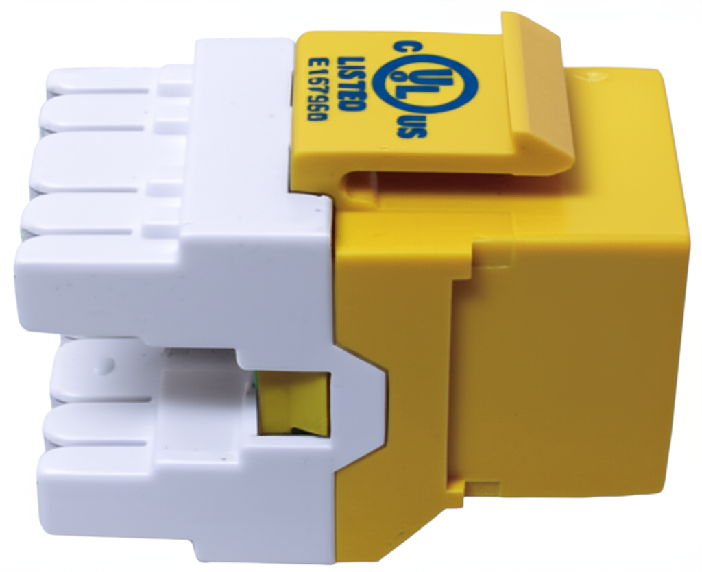 CAT6 MIG+ RJ45 Keystone Jack, Unshielded, Component Rated, High Density - Yellow