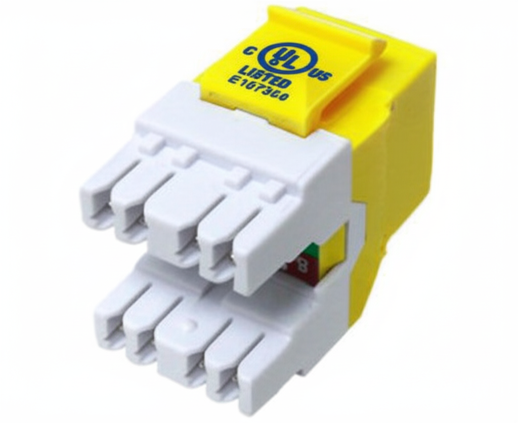 CAT6 MIG+ RJ45 Keystone Jack, Unshielded, Component Rated, High Density - Yellow