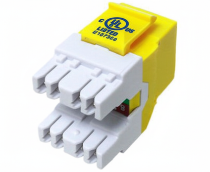 CAT6 MIG+ RJ45 Keystone Jack, Unshielded, Component Rated, High Density - Yellow