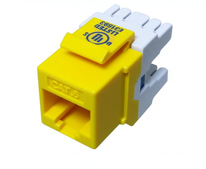 CAT6 MIG+ RJ45 Keystone Jack, Unshielded, Component Rated, High Density - Yellow